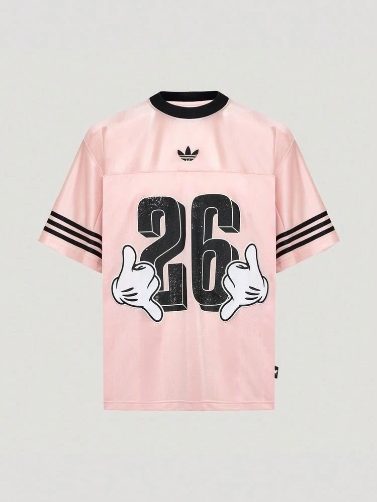 Adidas Originals Unisex JERSEY Collaboration Sports Short-Sleeve T-Shirt KU3105 - Dusty Pink - View 1