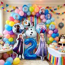 Juego de globos de aluminio con temática, que incluye globos con los personajes de Anna, Olaf y otros, así como globos de aluminio con forma de copos de nieve y estrellas, adecuados para fiestas de cumpleaños con temática de la Princesa Congelada y decoración de un mundo invernal - Como se muestra en la figura - Ver 8