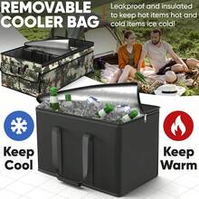 FORTEM Car And SUV Trunk Organizer - Car Storage Organizer - Large Foldable Box With 2 Compartments - Non-Slip Base - Adjustable Straps - Removable Lid (Black) - 森林迷彩 - 查看 2