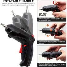 47-Piece Cordless Screwdriver Set, mini and portable, adjustable size with powerful torque. Comes with multiple matching bits, suitable for DIY enthusiasts and professional maintenance workers. - Schwarz - Übersicht 4