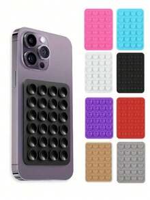 Silicone Single-Sided Suction Cup With Adhesive Backing, Multi-Function Phone Suction Cup, Can Be Attached To Walls, Desktops, Glass, Can Be Used As Phone Holder, Tablet Extension Bracket, Suitable For Car, Leisure, Office - Multiple Styles - View 1