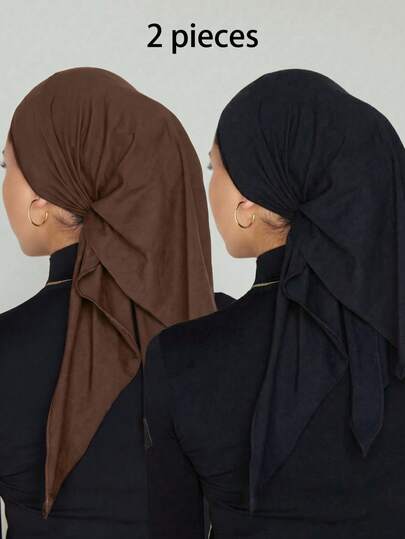 2 piezas Hiyab triangular antideslizante de jersey para mujer, gorro interior de unicolor casual para bufanda islámica, se puede usar como diadema deportiva, cómodo