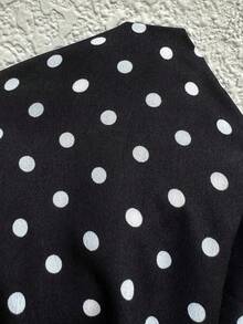 Vestido para mujer con estampado de lunares negros, patchwork de encaje, cuello en V, cuello halter, espalda abierta con lazo, cintura ceñi - Albaricoque - Ver 8