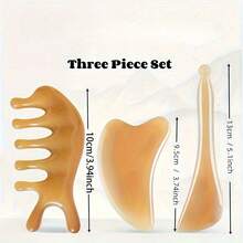 3pcs Gua Sha Massage Tool Set, Includes Comb And Gua Sha Board, Designed For Facial And Body Gua Sha And Spa. Perfect For Trigger Point Massage - Ideal Gift For Mother, Girlfriend Or Loved One, Especially For Women. - Multiple Styles - View 2