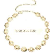 1pc Oversize Plus Size High Alloy Material Women's Belt Waist Chain, Bohemian Gold Daisy Edge Metal Textured Pants Chain Waist Chain, Matches Western Style Jeans, Beach, Vacation, Party, Plus Size XXL/XXXL - Gold - View 8
