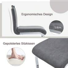 Juego de 2 taburetes de bar de estilo nórdico / Juego de 2 taburetes de bar de PU / Diseño único y construcción estable / Capacidad de carga de 120 kg / Adecuado para comedor, cocina y patio - Gris oscuro + plata - Ver 5