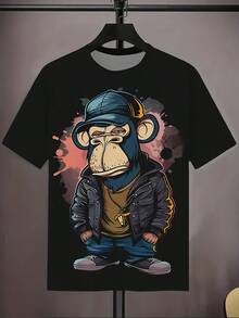 [Pierson Selection]Camiseta para Adultos con Estampado Digital 3D, Nueva Camiseta de Verano para Hombre - negro azabache - Ver 5