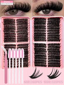 KOUUNOTENN FairyLashes 60D/100D 睫毛書 680片簇裝單根假睫毛 DD捲度 3D蓬鬆水光亮澤妝感 附鑷子與刷子 睫毛化妝工具 - D - 查看 1