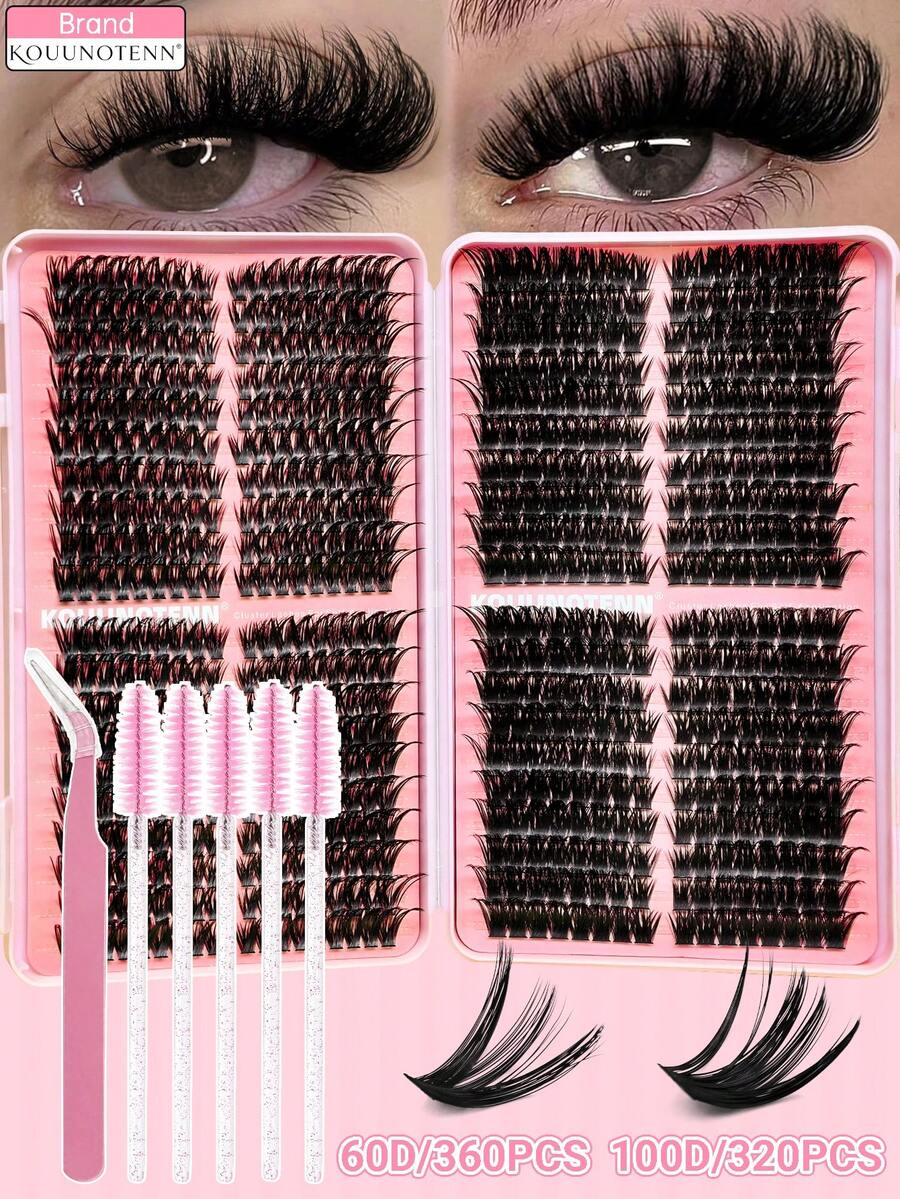 KOUUNOTENN FairyLashes 60D/100D 睫毛書 680片簇裝單根假睫毛 DD捲度 3D蓬鬆水光亮澤妝感 附鑷子與刷子 睫毛化妝工具 - D - 查看 1