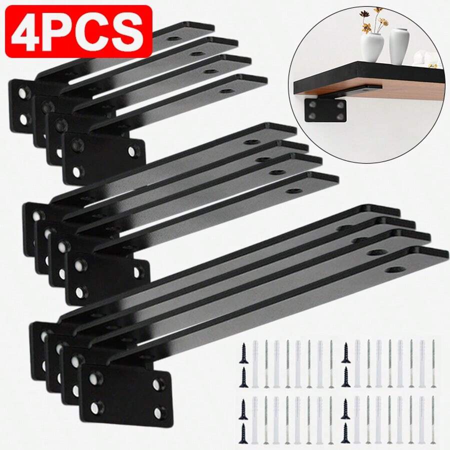 4Pcs Floating Shelf Brackets 15-25cm Heavy Duty Metal Support Wall Hanging - 20cm - View 1