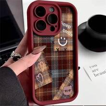 Plaid Heart  Face Phone Case Suitable For Apple 16,  17 Pro, New 15 Pro, Premium 14, Anti-Drop 13 - 金剛砂-白色-格紋愛心笑臉 - 查看 5
