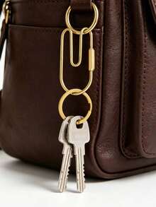Brass Key Ring With Key Chain, Screw Twist Metal Key Ring, Key Storage Pendant, Minimalist Bag Decoration Pendant, Daily Accessory, Unisex Daily Key Accessory Gift, Suitable For Hanging Bags, Outdoor, Travel And Gifts, Unique Party Gift, Birthday Gift, Teacher Gift, Back To School Gift - Multicolor - View 1