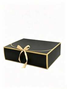 4/10pcs Gold Foil Gift Boxes With Lids, 3 Sizes Available, Luxury Black Bridesmaid Proposal Boxes, Suitable For Weddings, Baby Showers And Birthday Parties - View 5