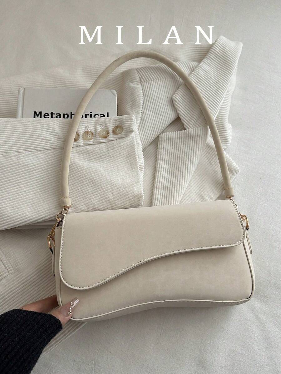 Bolso de Hombro Elegante, Minimalista, Vintage, con Solapa Asimétrica y Estampado de Leopardo a la Moda - Burdeos - Ver 1