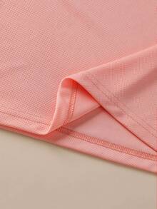 Camiseta de manga corta para chicas, estilo veraniego, con estampado de cuadros, estampado de doble cara con la frase "A LITTLE BIT DRAMATIC", top casual y versátil NYDX5507 - Rojo - Ver 4