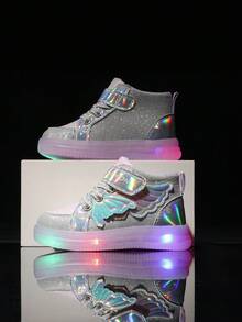 1 Par Tênis Casuais da Moda com Asa Iluminada, Sola Macia, Antiderrapante, Resistente ao Desgaste e Confortável, Novo Estilo 2026, para Meninos e Meninas - Roxo - Visão 4