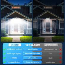 400LED Outdoor Solar Wall Light, With Motion Sensor Lighting, LED Cool White Solar Floodlight, IP65, High Brightness Solar Street Light, Larger Solar Panel, Easy To Install, Super Bright, Auto ON/OFF, For Porch, Courtyard, Garage, Fence, Path - 400LED - View 11