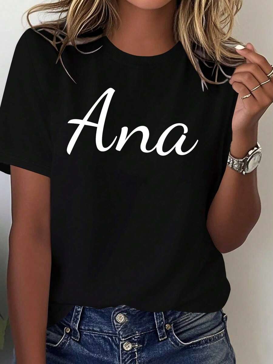Soft Cotton Summer T-Shirt, 100% Cotton Casual Printed Tee, Ana's Birthday T-Shirt, Made Of Soft And Pure Cotton For Women - Vintage Urban Style, Unisex, Loose Fit, Short Sleeve And Cut - 黑色 - 查看 1