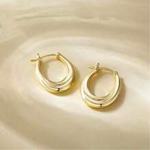 Women's Twisted Oval Earrings, Hypoallergenic, Minimalist Lightweight, Suitable For Sensitive Skin, Personalized Fashion Accessory - 504 Gold - View 14