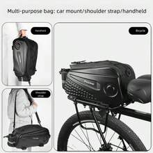 Waterproof EVA Hard Shell Bicycle Rear Pannier Bag, Large Capacity Layered Storage Bike Rack Bag, Can Be Used As One Shoulder Crossbody Cycling Gear Bag - Black - View 1