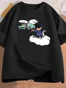 Camisetas estampadas a la moda para adolescentes y niños.conjunto niña blusas casuales para damaCamisetas de manga corta con cuello redondo para niños, jóvenes y adolescentes, camisetas con - Negro - Ver 2