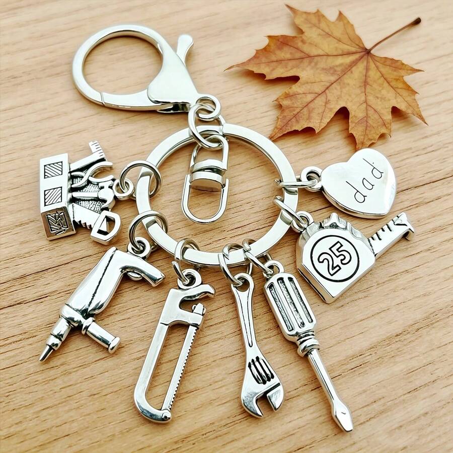 Father's Day Gift Keychain, Creative Tool-Shaped Pendant Wrench Tape Measure Toolbox Pendant Keychain, Father's Day Commemorative Gift, Practical New Year Gift - Multicolor - View 1