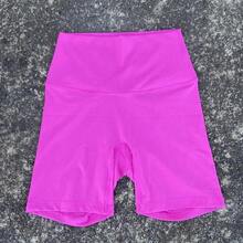 Solid Color Women's Fitness Sports High Waist Yoga Short Leg Cycling Full Body Workout Jog Squat Proof Inner Pocket - 乾枯玫瑰色 - 查看 1