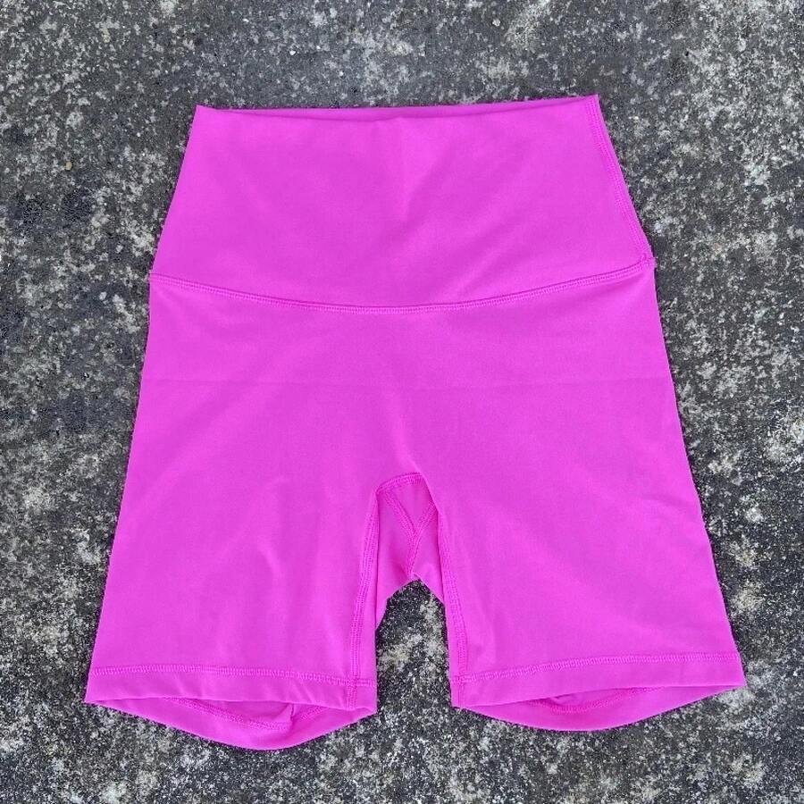 Solid Color Women's Fitness Sports High Waist Yoga Short Leg Cycling Full Body Workout Jog Squat Proof Inner Pocket - 乾枯玫瑰色 - 查看 1