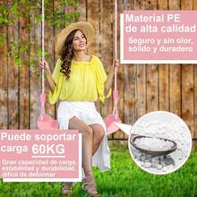 Juego de Columpio para Niños, Columpio de Asiento de plástico para Niños, Columpios de Jardin con Cuerda Ajustable, Se Puede Instalar en Interiores, Exteriores, Parque Infantil, Casa, árbol ( Rosa ) - Rosa - Ver 7