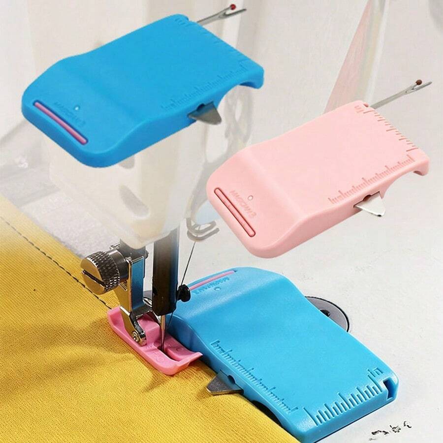 Magnetic Sewing Ruler With Scale And Seam Ripper, 3rd Generation Multi-Function Sewing Tool Set, Flat Magnetic Edge Guide With Ribbed Binding Fixation, Suitable For Straight Stitching, Includes 5 Sewing Threaders (Random Color), For Quilting, Garment Making And DIY Crafts