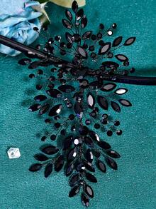 1pc Elegant Handmade Rhinestone Hair Piece Bridal Headband Wedding Hair Accessory For Holiday Party Dress Up And Daily Wear - Black - View 7