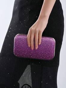 Ombre Shine Rhinestone Hard Shell Evening Bag, Suitable For Weddings, Proms, Banquets, Cocktail Parties And Holiday Celebrations, Elegant Party - Purple - View 1