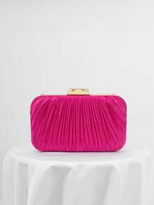 Bolso de mano ligero, estilo casual de negocios, con decoración de pedrería, diseño de cordón ajustable, bolso transparente con perlas sintéticas, bolso de noche. - Rosa intenso 2 - Ver 2