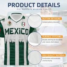 Camiseta de Fútbol Selección Mexicana Rayas Verde Blanco Calendario Maya Para Hombre y Niño, Jersey Deportivo Copa 2026 Gran Estampado de Símbolos en la Espalda - Negro - Ver 9