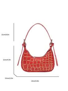 1pc Fashionable Stone Texture PU Leather Handbag With Zipper Closure, Underarm Bag, Crocodile Pattern Lipstick Handbag, Suitable For Shopping, Parties And Daily Use - A - View 3