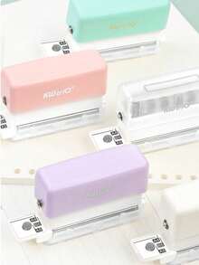 1 cái dụng cụ đục lỗ giấy cầm tay nhiều lỗ, thiết kế 6 lỗ kèm khay đựng giấy vụn và thước kẻ, máy đục lỗ giấy, đồ dùng học tập tựu trường - A - Xem 2