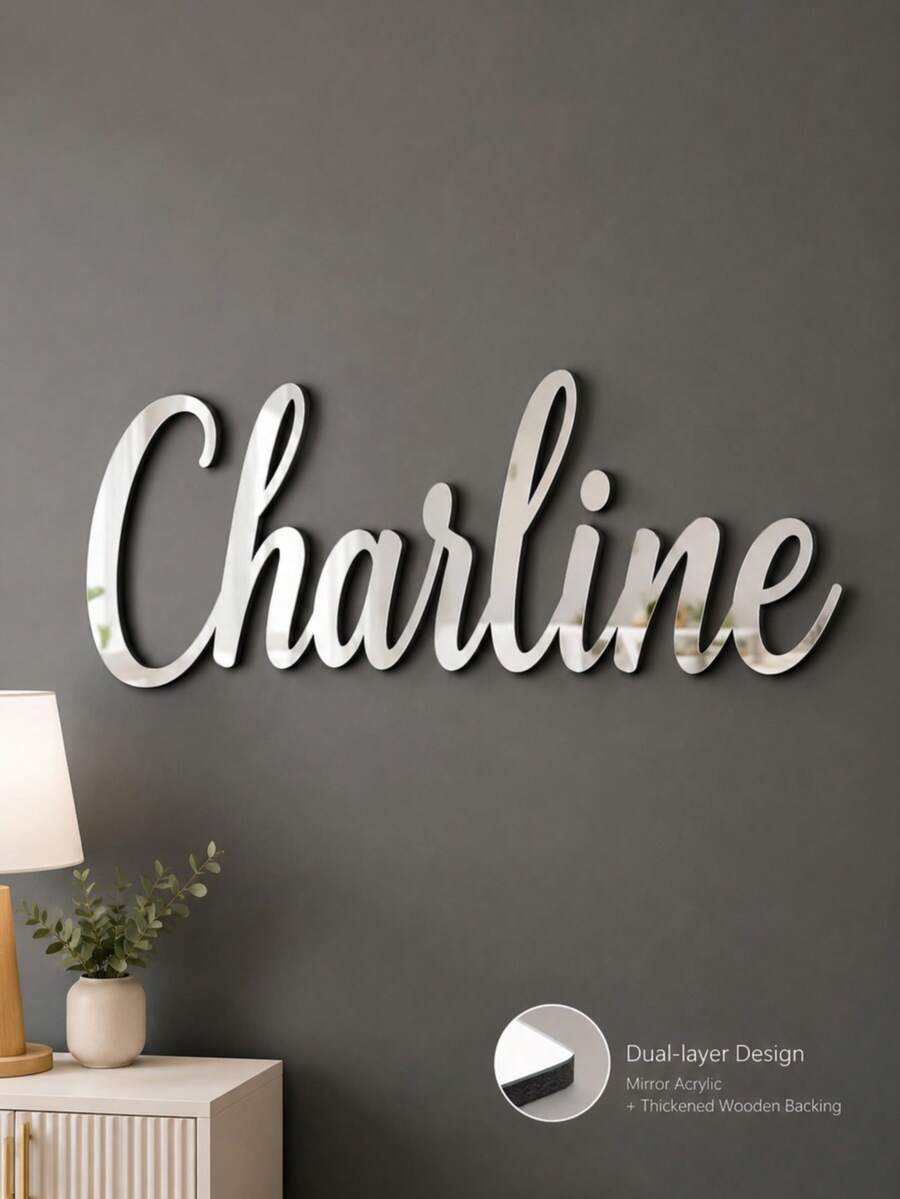 Custom Acrylic Mirror Stickers With Personalized Text And Gold/Silver Letter Decor - No Power Needed, Luxury Home Decor To Create A Fashionable Ambiance - Multicolor - View 1