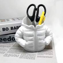 1PC Creative Down Jacket Shaped Pen Holder Ornament - Random Color - Student Desk Stationery Storage Box - Home Plastic Storage Decor - A - View 6