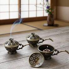 Haus Hana 新款便携式手持梅花香炉，金属香炉，适用于水疗中心、家居装饰、瑜伽、冥想、礼品、办公室、露营、花园、露台、烛光晚餐等场合。 - 彩色 - 查看 3