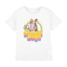 M. -ax & Eleven – "Retro Rainbow" – Camiseta con gráficos estilo años 70, camiseta con estampado "Than Stupid Boys", top casual de algodón de manga corta para fans, diseño nostálgico al esti - Blanco - Ver 1