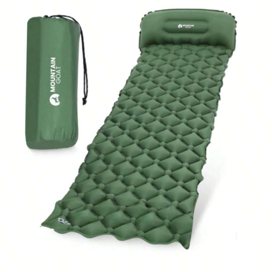 Single Person Inflatable Travel Mattress, Outdoor Camping Inflatable Mattress - Army Green - View 1