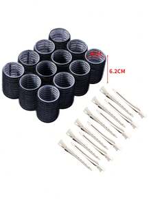 24 piezas de rulos grandes para el cabello con clips, rulos autoadherentes adecuados para cabello largo, medio, corto y flequillo, rulos DIY (incluye 12 rulos grandes + 12 clips), productos y accesorios para peinado, adecuados para uso en salón - Multicolor - Ver 14