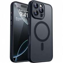 17E 16E 17 Air 16 15 14 13 12 11 Plus Pro Max Matte Translucent Magnetic Phone Case Lens Protection Anti-Drop Protective Shell - Black - View 5