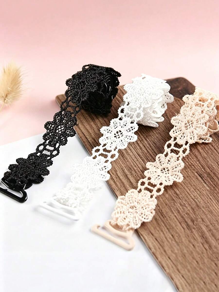 Lace Floral Decorated Bra Straps, Adjustable Multi-Functional Non-Slip Straps, Suitable For Women's Lingerie And Bra Accessories - Multicolor - View 1
