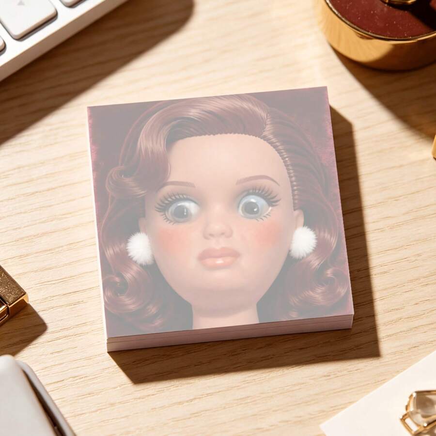 1/4 buah Kertas Tempel Persegi Lucu Bergaya Retro dengan Rambut Keriting Warna Burgundy, Anting Pom Pom Putih Berbulu Vintage, Alat Tulis Lucu untuk Pelajar, Kantor, Perencanaan Harian, Hadiah Lucu, Dekorasi Meja, dan Catatan Pesan di Tempat Kerja - Satu-Ukuran - View 1