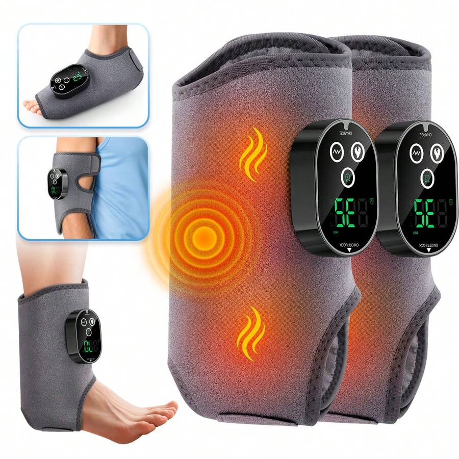Hailicare 2-In-1 Foot & Ankle Heating Massager, 3 Modes, 3 Vibration Levels, 6 Heating Levels, 3000mAh Long Battery Life, Easy To Wear, Suitable For Multiple People, Christmas/Birthday/Holiday Gift For Friends & Family