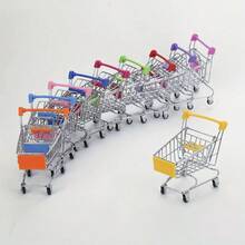 1pc Random Style Small Metal Shopping Cart, Unique Desktop Storage Organizer Tool, Suitable For Various Colors And Styles, Compatible With Office And Home Environments[Random Color] - Multicolor - View 1