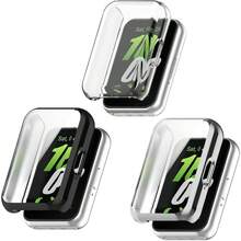 Screen Protector Accessory Compatible For Samsung Galaxy Fit3, Smart Bracelet Soft TPU Slim Full Coverage Protective Case Cover (Pack Of 3) - Black/Transparent/Silver - View 7