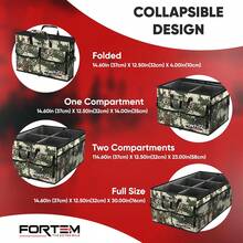 FORTEM Car And SUV Trunk Organizer - Car Storage Organizer - Large Foldable Box With 2 Compartments - Non-Slip Base - Adjustable Straps - Removable Lid (Black) - 森林迷彩 - 查看 5