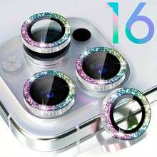 Camera Lens Protector For IPhone 16 Pro/16 Pro Max With Shiny Colorful Metal Ring Decoration - Tempered Glass Screen Protector - Color - View 17